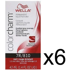 SALON HAIR WELLA COLOR CHARM PERMANENT DYE LIQUID 7R/810 RED PACK OF 6