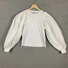 Tanya Taylor Top Women Small White Puff Balloon Sleeve Blouse