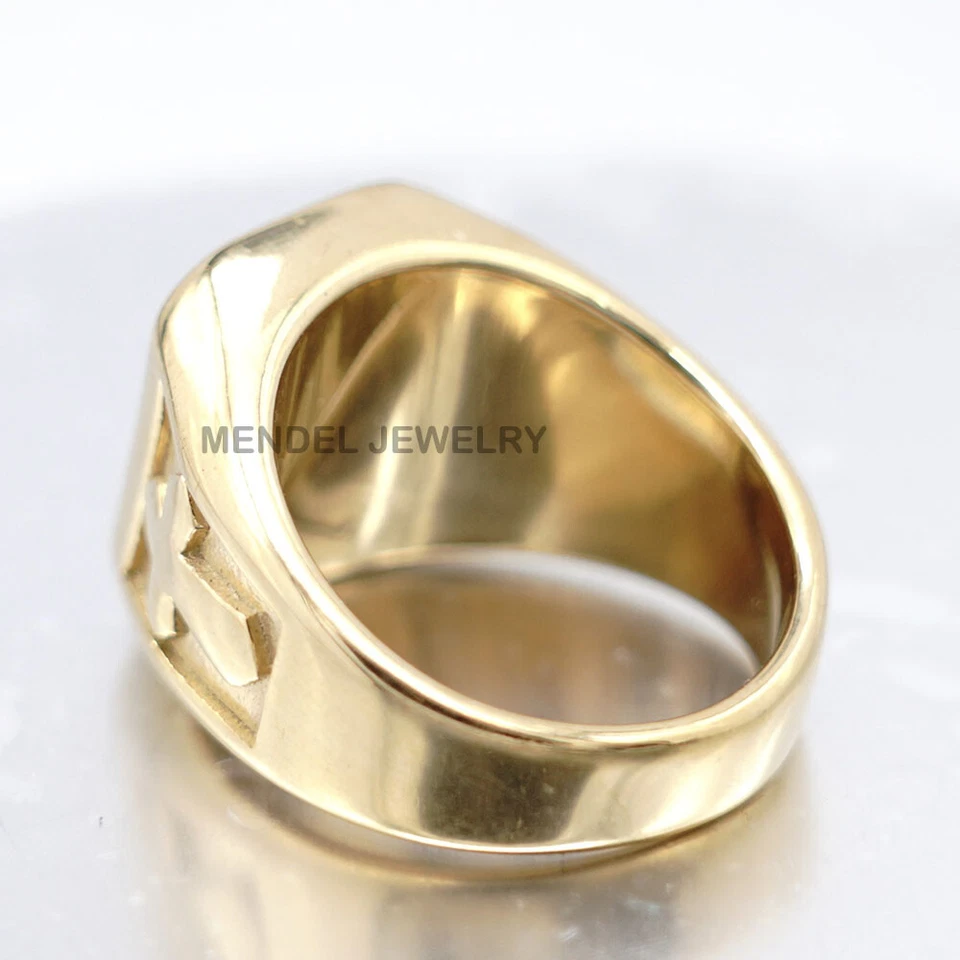 Anillo de piedra aguamarina azul cruz chapado en oro MENDEL para hombre acero S talla 7-15 Foto 2 de 4