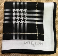 CLASSIC BLACK & WHITE PLAIDS HOUNDSTOOTH ART MAN HANKY COTTON POCKET SQUARE 20"
