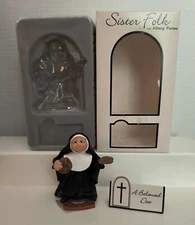 2006  SISTER FOLK  "A BALANCED DIET" COMMICAL NUN FIGURINE BY ABBEY PRESS- 4"