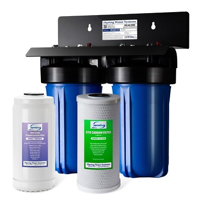 iSpring WGB21B-DS 2-Stage Whole House Water Filtration System, 10''x4.5'' Filters