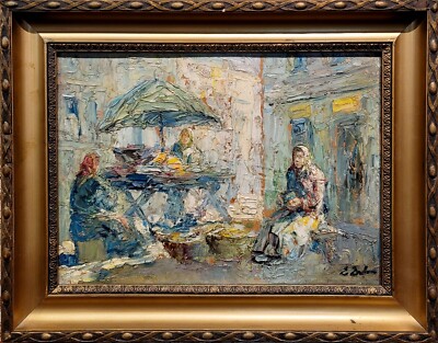 Erno Erb - Frauen Bei The Markt - 1920s Ölgemälde