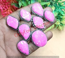 Pink Turquoise Gemstone 925 Sterling Silver Plated handmade Ring Lot Jewelry