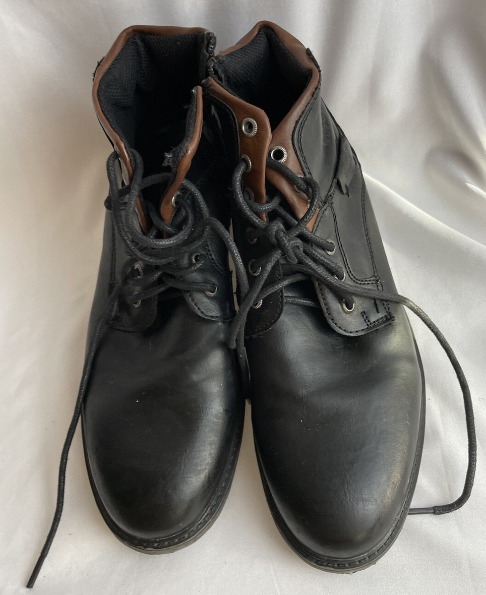 Amapo Mens Boots Size 42 Black And Brown Zip Up And Lace - Main Image