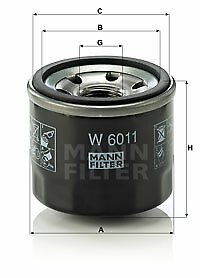 MANN-FILTER W 6011 Oil Filter for MITSUBISHI,SMART