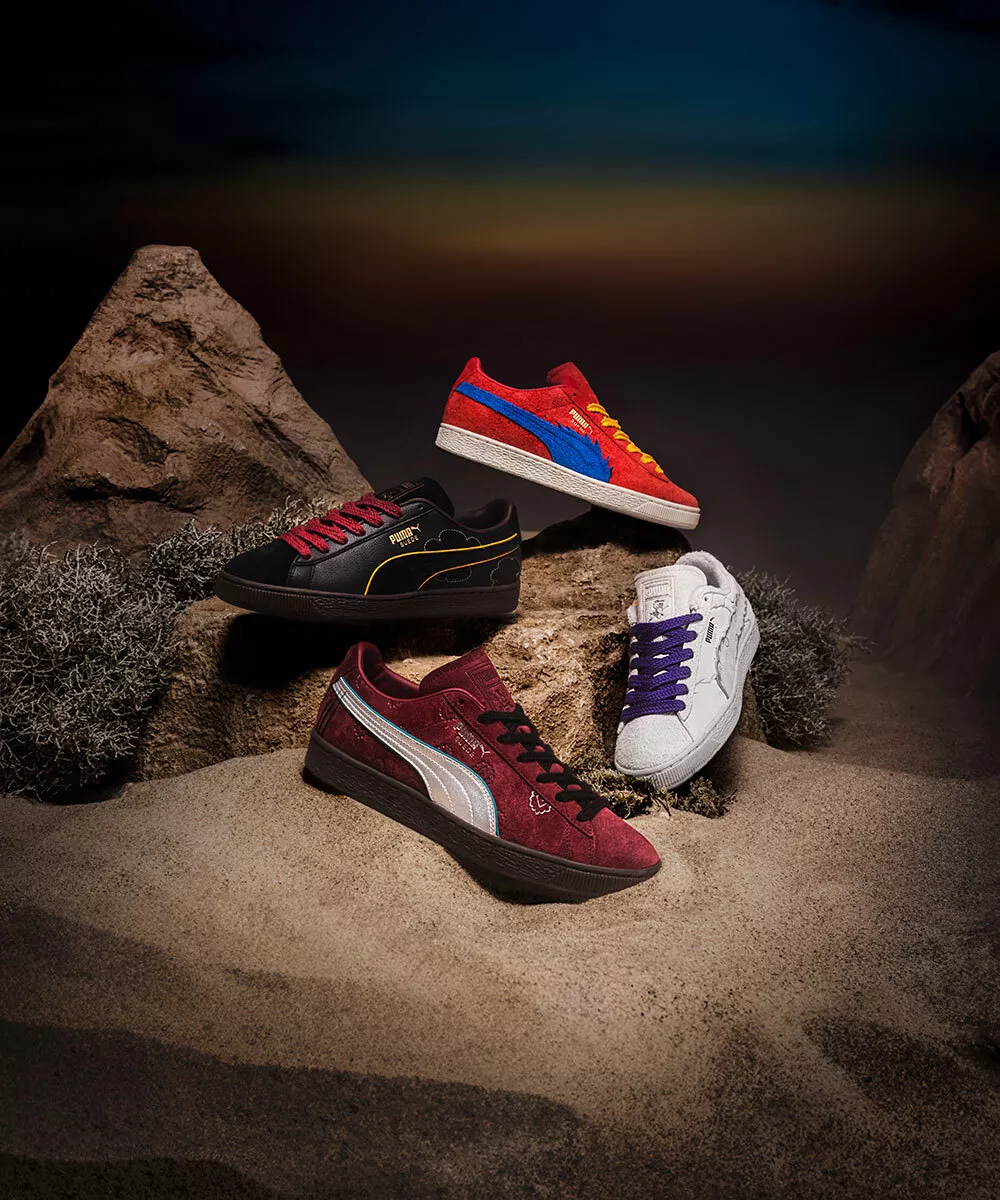 Puma x One Piece Four Emperors Suede Sneaker Luffy, Shanks, Blackbeard, Buggy Puma x One Piece Four Emperors Suede Sneaker Luffy, Shanks, Blackbeard, Buggy