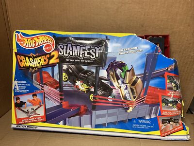 1999 Mattel HOT WHEELS SLAMFEST CRASHERS 2 PLAYSET NO CAR track-arena PARTs LOT
