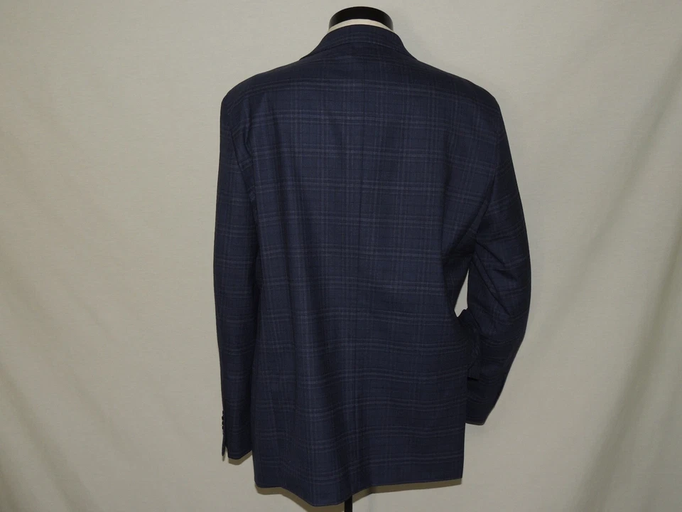 Exquisite Jos A. Bank men's Blue Windowpane jacket coat 46 R - Image 4 of 4