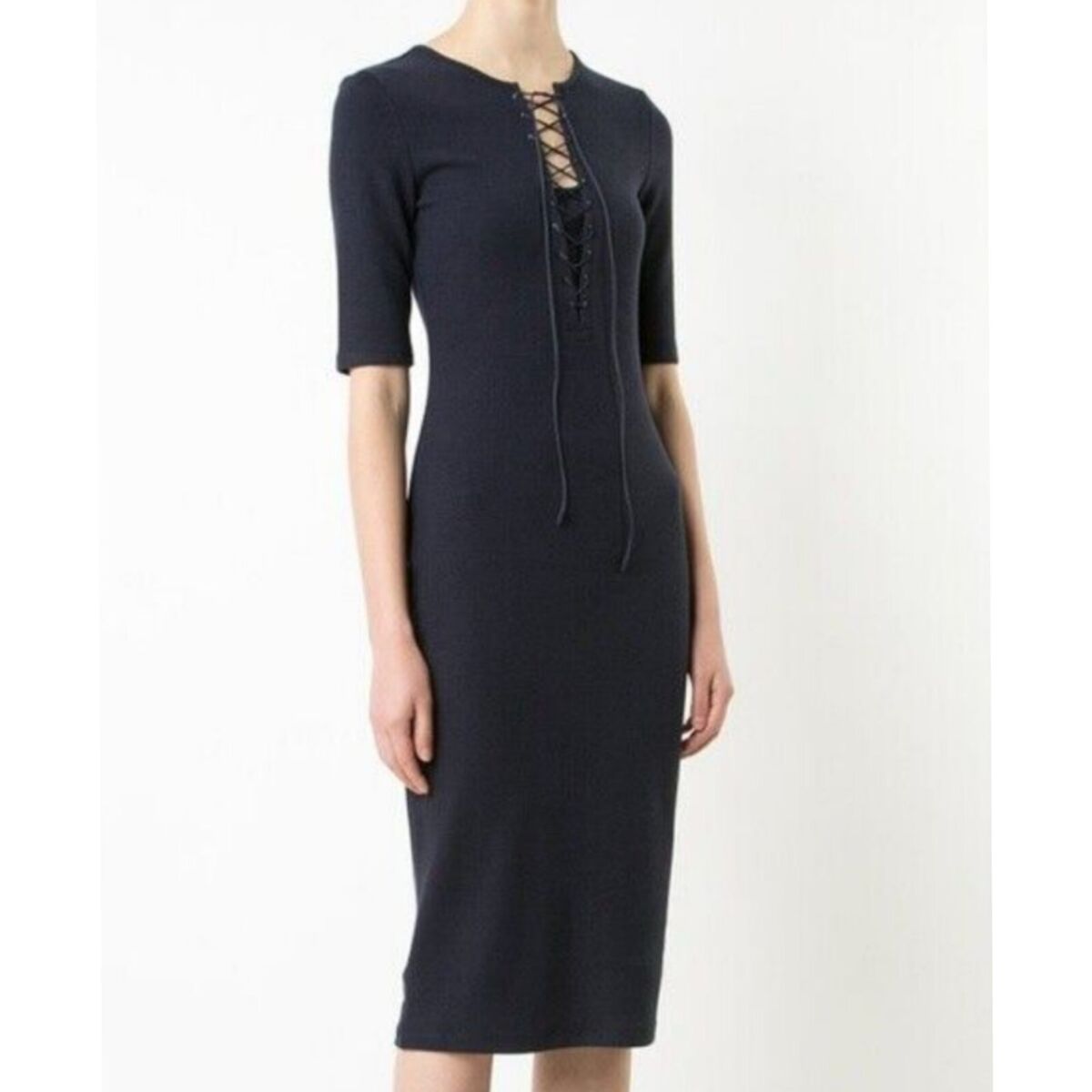 Derek Lam IO Crosby Ribbed Lace Up Midi Shirt Dress In Derek Lam IO Crosby Ribbed Lace Up Midi Shirt Dress In