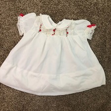vintage alexa infant baby dress 6 months up to 18 lbs red embroidered flowers