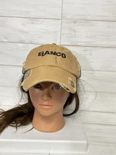 Elanco Farm Distressed Tan Khaki Camouflage Camp Adjustable Trucker Hat BallCap