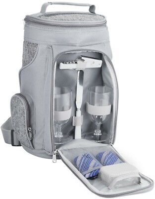 Kühltasche Wein Champagner Picknick 2 Flaschen 10L Grau Isofach BRUBAKER