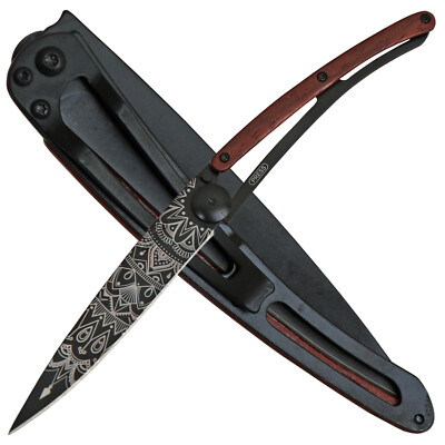 DEEJO Taschenmesser ''MANDALA'' 37 g Coralwood Schalen, Clip, Etui, Deejo Box