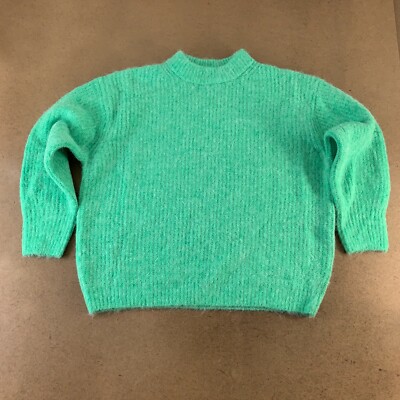 ASOS Women's Size 10 Green Premium Yarn Rib Knit Oversized Pullover Sweater New
