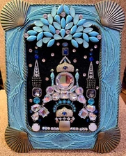 Handmade Vtg Costume Jewelry Solid Brass Framed Palace 9 X 7" Collage OOAK