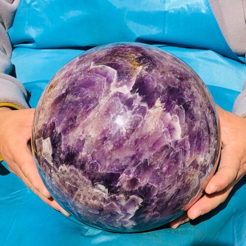 17.88LB Natural Beautiful Dream Amethyst Quartz Crystal Sphere Ball Healing 3296 - Picture 3 of 20