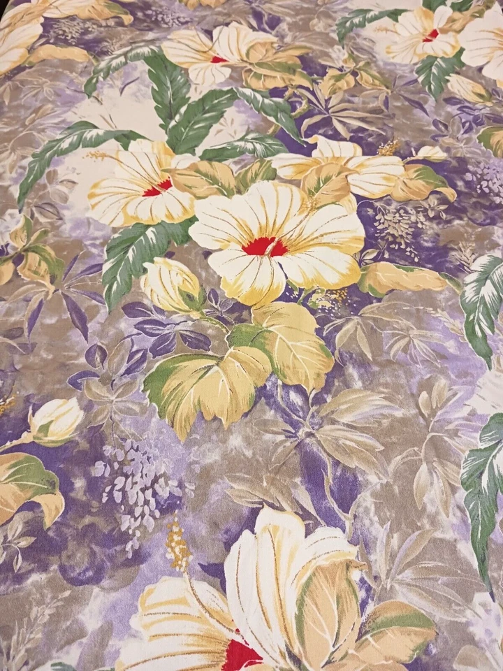 Concord Fabrics Kesslers South Pacific Big Tropical Blue Green Flowers 54x62" - Image 3 of 4