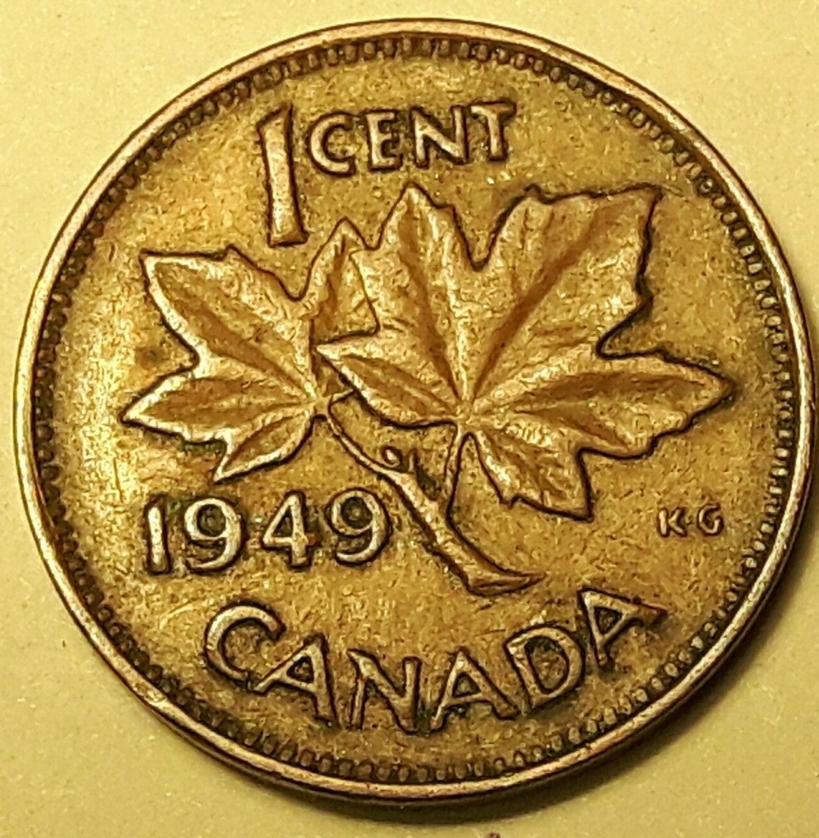 ケントページ 1949 Canadian penny with King George VI on front and