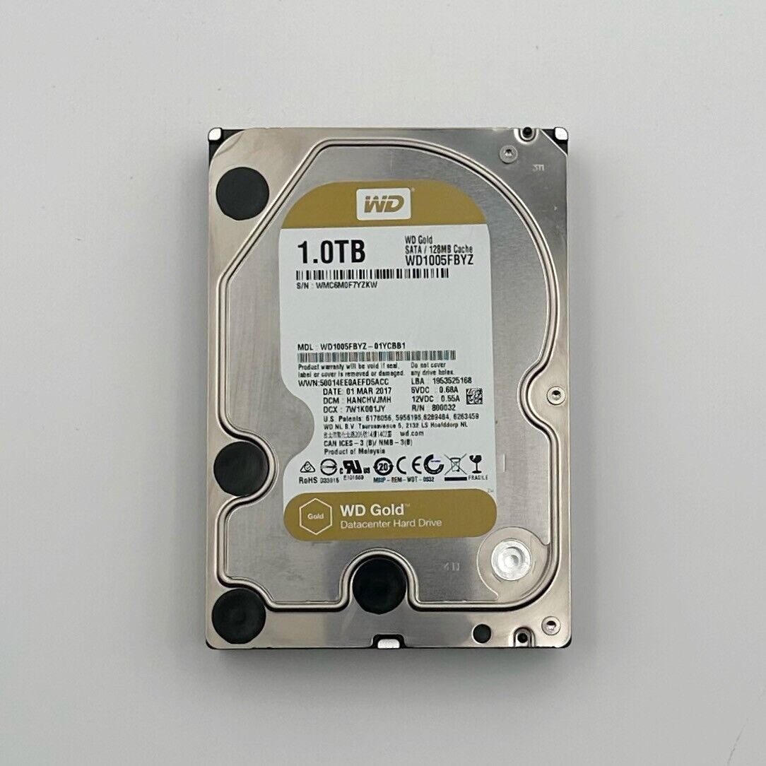 Disque Dur Interne Western Digital Gold 1 To - 3.5" SATA III 7200 RPM | Pour Serveurs, Stockage NAS