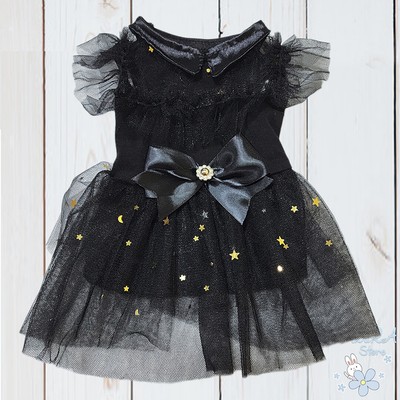 NEW WEDNESDAY ADDAMS HALLOWEEN DOG PUPPY PET COSTUME GOTHIC BALL GOWN TUTU DRESS