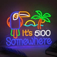 Toucan Palm Tree Neon Sign Dimmable LED Light Wall Decor for Man Cave Bar Home