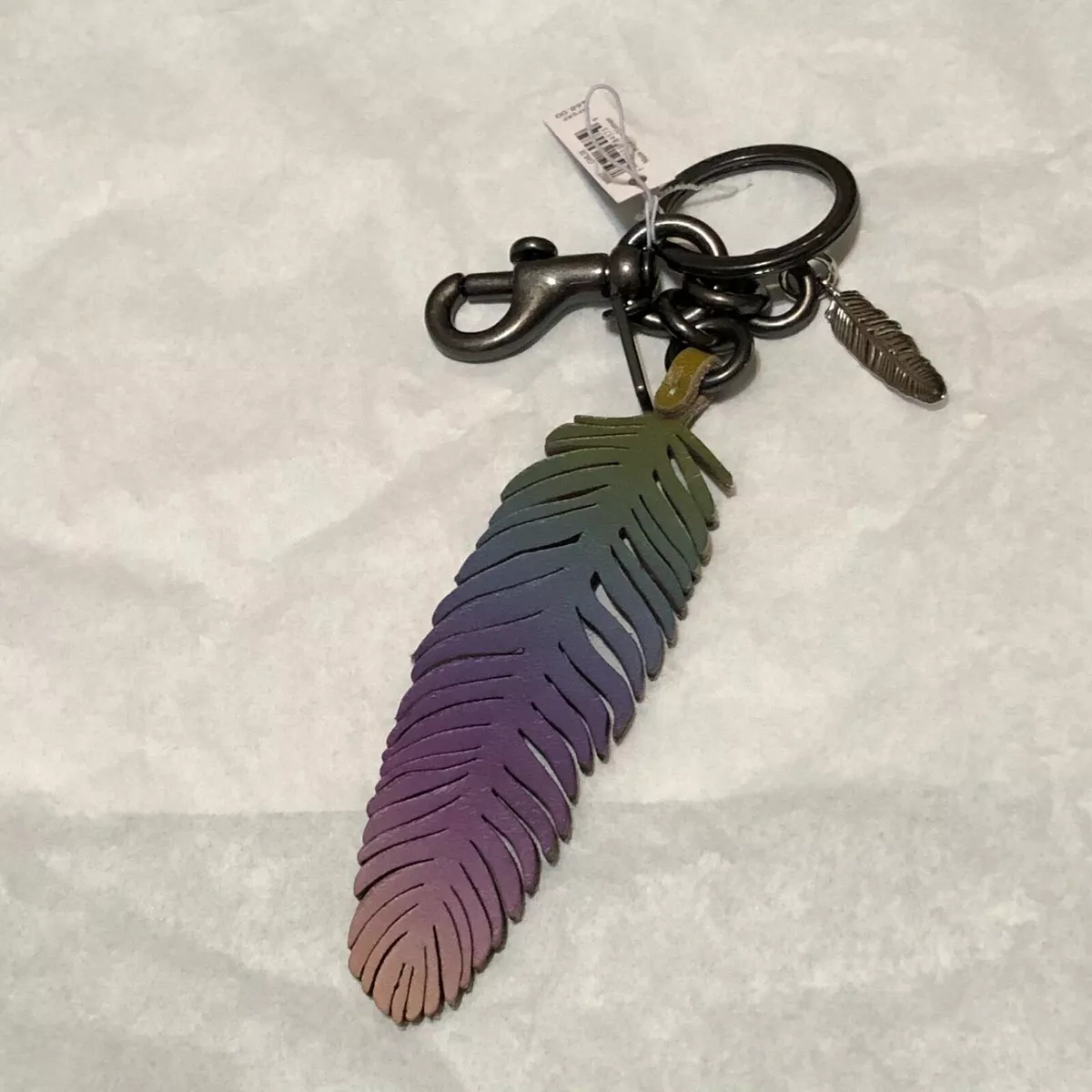 Coach OMBRE RAINBOW FEATHER LEATHER Bag Charm Multicolor Style