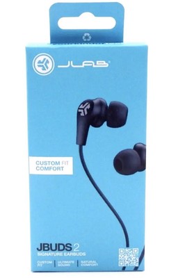 JLab JBuds 2 Signature Earbuds Black Noise Isolation 3 Set Gel Eartips