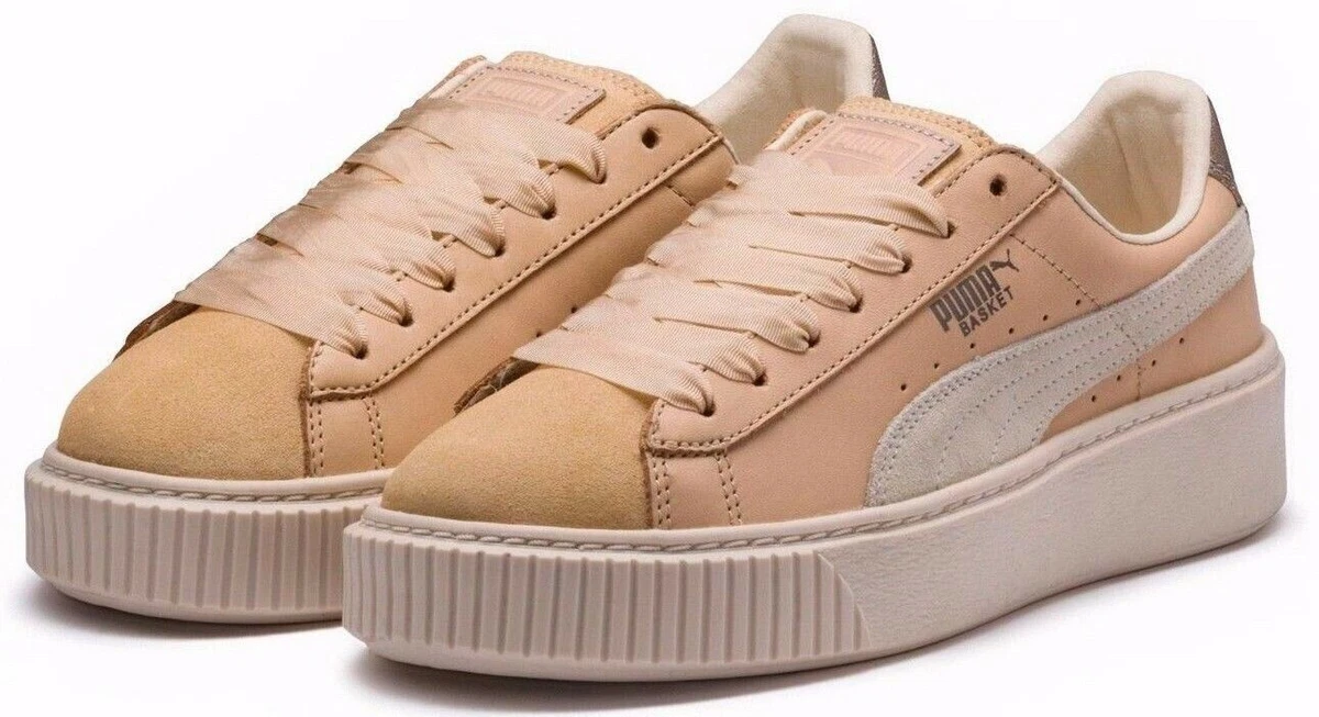 364934 01 Womens PUMA Basket Platform UP Premium Sneaker Vachetta Birch