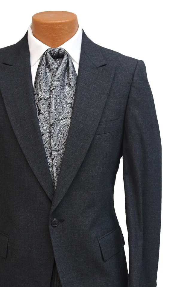 37R Charcoal Gray Stroller Jacket Hickory Stripe Pant Formal Wedding Suit - Image 3 of 4