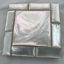 Vtg Marhill Compact Mother of Pearl Abalone Brass w/ Mirror 1950s Makeup Case