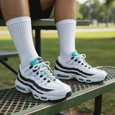 Nike Air Max 95 OG Men's Shoes White Hyper Jade Black Border