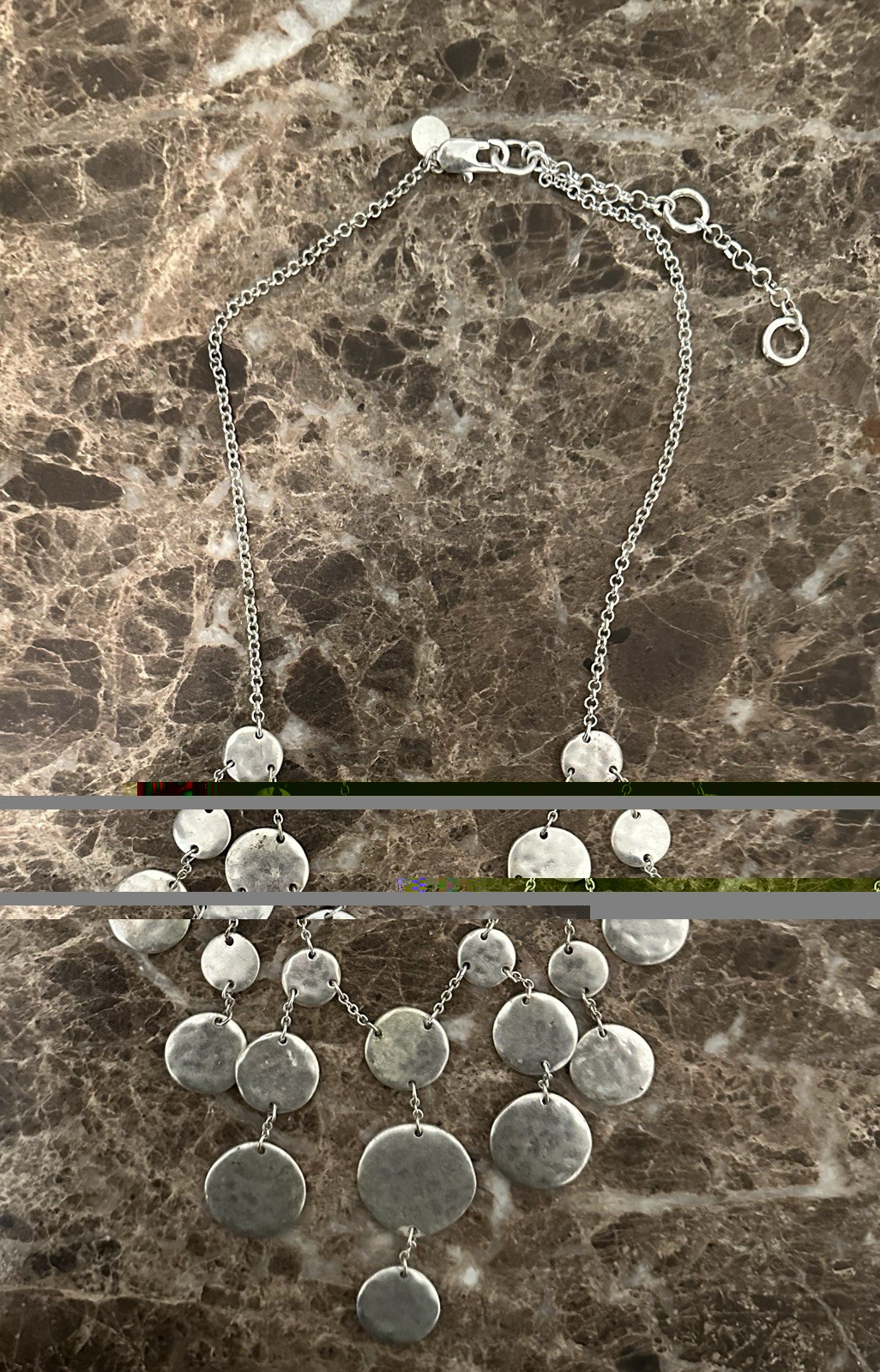 Silver Hammered Adjustable Statement Necklace - image 2