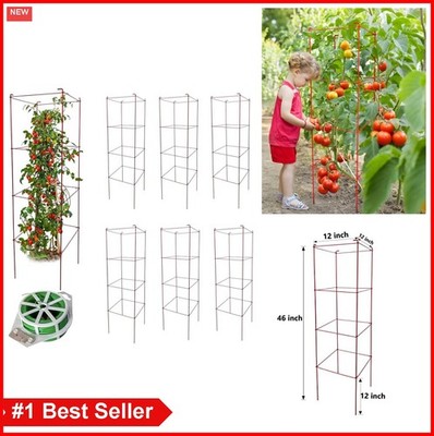 Tomato Cages 6 Pack 46 Inch Heavy Duty Plant Support with Twist Ties Garden