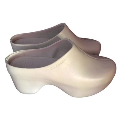 GIVENCHY Ivory Leather Low Clog Mules, Size 38