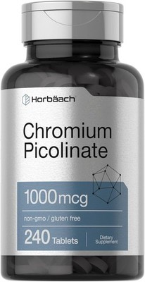 Chromium Picolinate 1000mcg 240 Tablets Supplement Non GMO Gluten Free Vegan