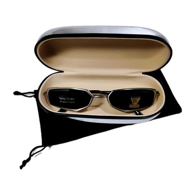 Matrix ''Twins'' Sunglasses With Silver Spring Temples Frame And Black Lenses.