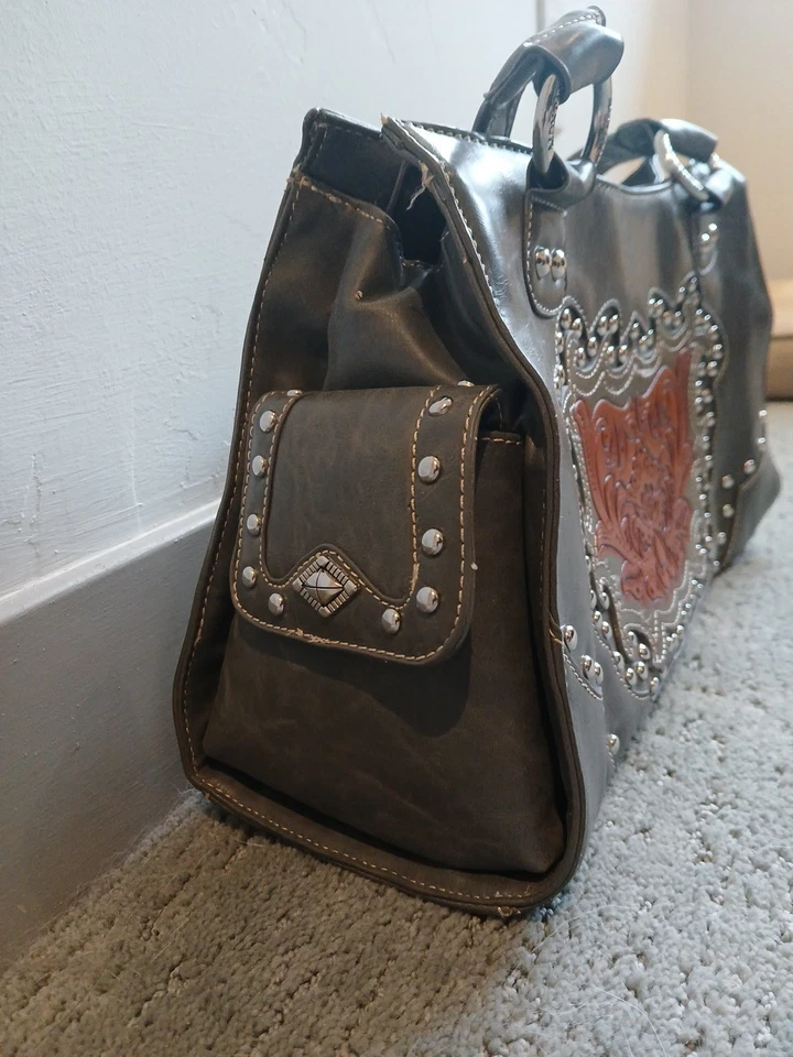 Montana West Bolso de Mano Oculto Gris y Rojo Western Foto 3 de 4