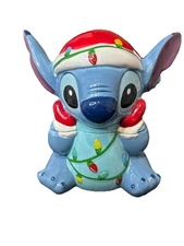 Disney Lilo & Stitch Christmas Lights Cookie Jar Canister Container Holiday New