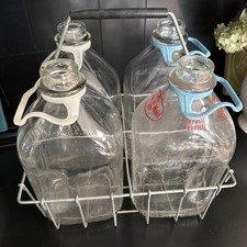Vintage Farm Maid Half Gallon Milk Bottles in Carrier