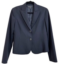 Lafayette 148 New York Women's Navy Wool Blend Blazer Jacket Size 4
