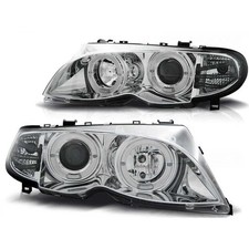 Tuning headlight set with halogen angel eyes suitable for BMW 3 E46 09.2001-0...