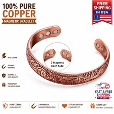 Copper Plated Magnetic Bracelet Adjustable Cuff Wristband for Men Women Zinc All