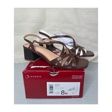 Journee Collection Shyla Block Heel Dress Sandals Brown Size 8M