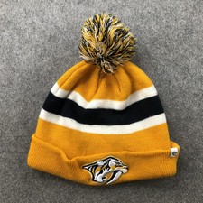 Nashville Predators Beanie Hat Knit Pom Mens One Size Yellow NHL Hockey