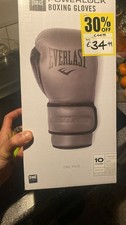 Image of Everlast Powerlock Boxing Gloves Grey / Black Adults 10oz Boxed New