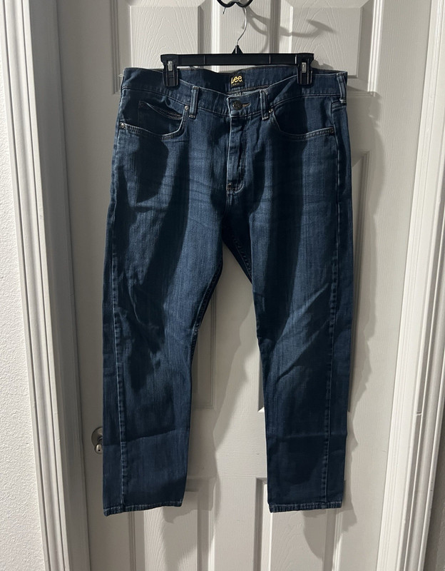 Lee Men’s Slim Fit Blue Denim Jeans Stretch Mid Rise 5-Pocket Zip/Button
