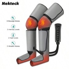 Air Compression Leg Massager Heat Vibration 6 Modes 3 Intensities Full Leg