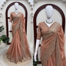 Saree Blouse Bollywood Party Wear Indian Pakistani New Sari Wedding Designer