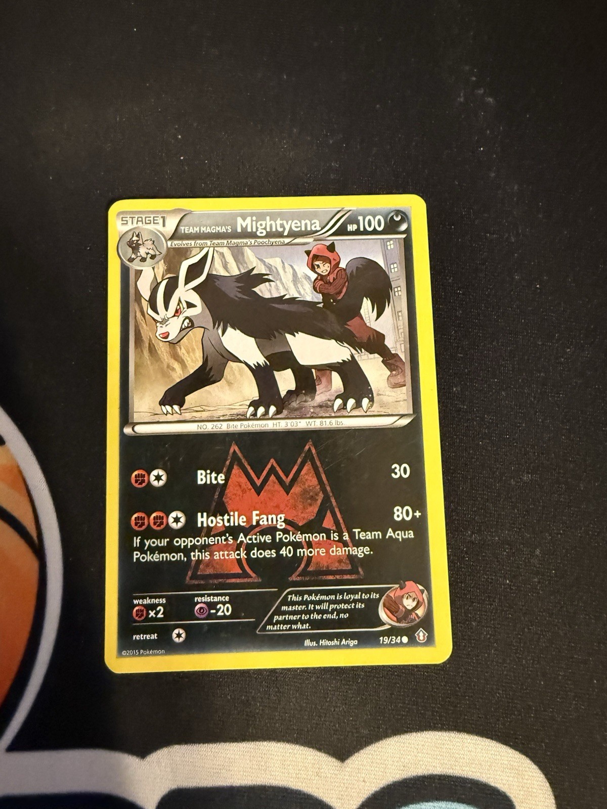 Team Magma's Mightyena Double Crisis Common 19/34 2015 Pokemon TCG